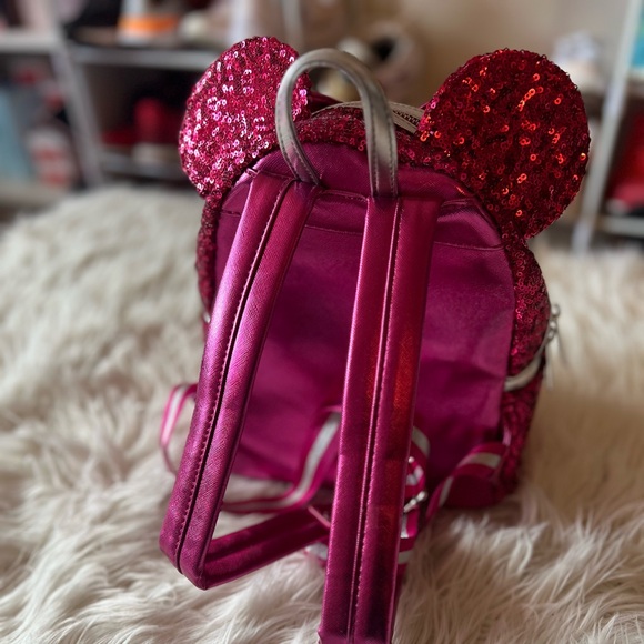 Disney pink sparkle backpack purse. Used once. - Picture 4 of 5